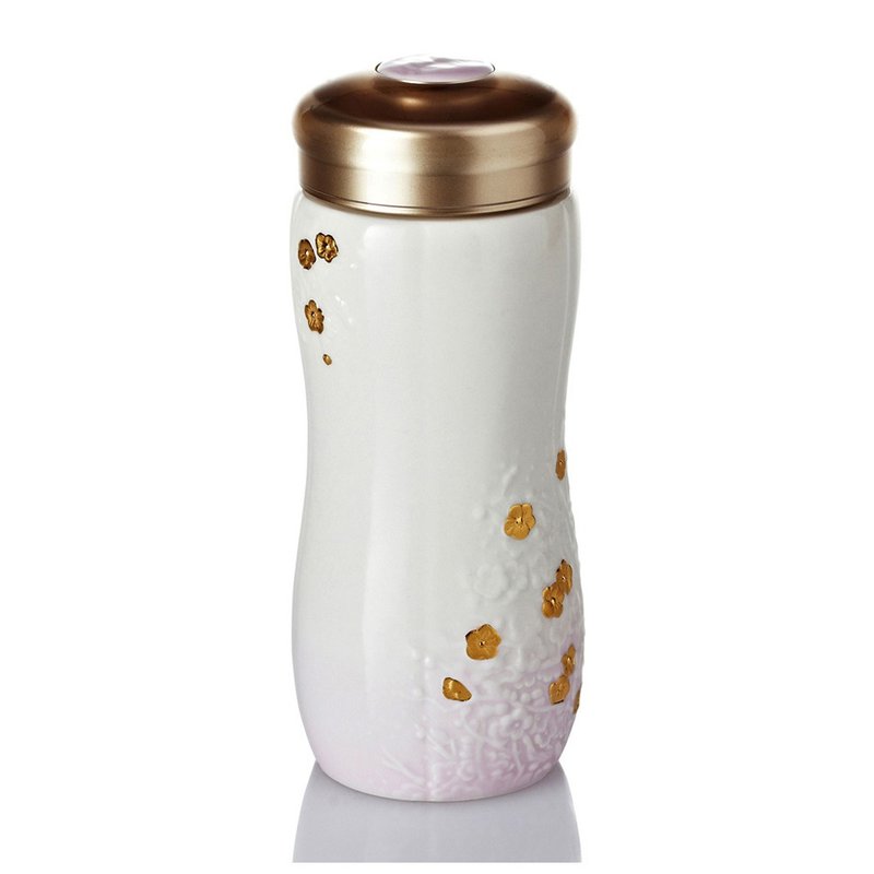 梅花隨身杯 / 大 / 雙層 / 淺紫金 350ml - 水瓶/水壺 - 瓷 白色