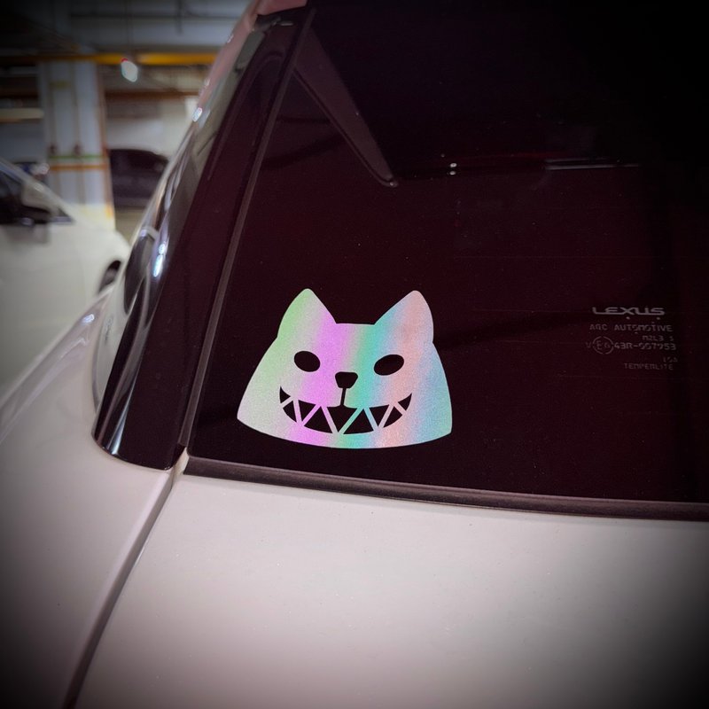 邪笑動物 貓 狗 黑彩反光貼紙 防水貼紙 車貼 擋風玻璃貼紙 - 貼紙 - 防水材質 