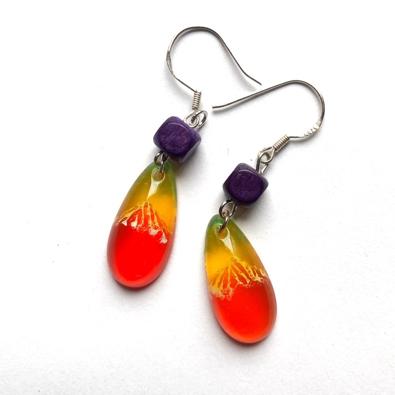 Earrings | Morning Fog - Earrings & Clip-ons - Resin Red