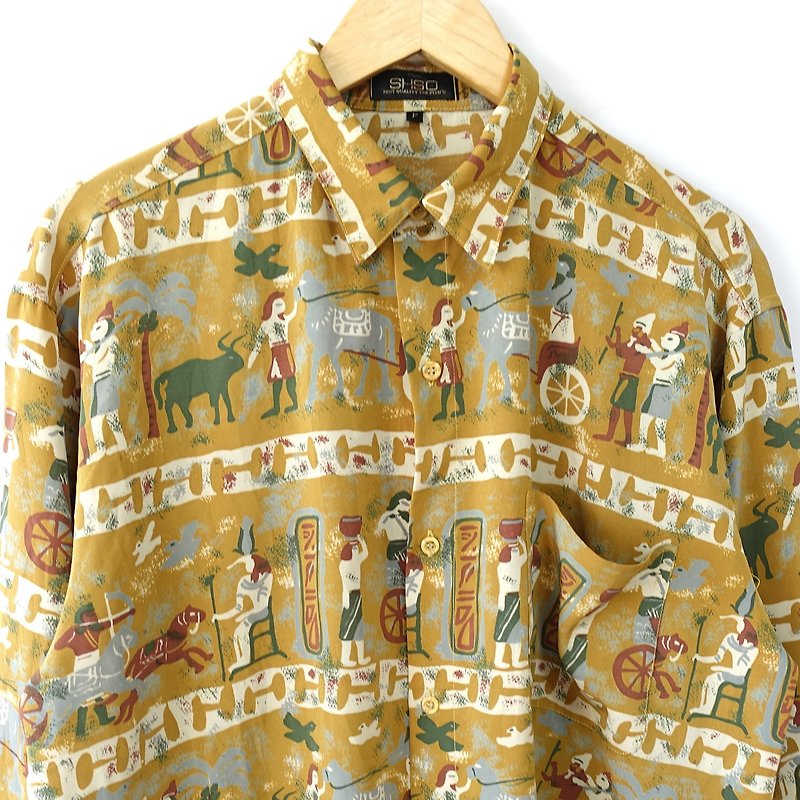 │Slowly│ vintage top 17│vintage. Retro. Literature - Men's Shirts - Polyester Multicolor