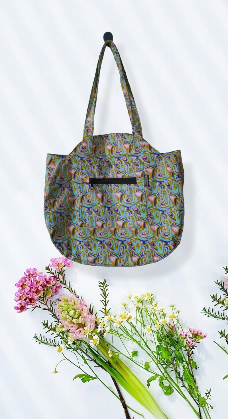 African wax print Tote, Ankara, colorful, travel, handmade - 手提包/手提袋 - 棉．麻 綠色
