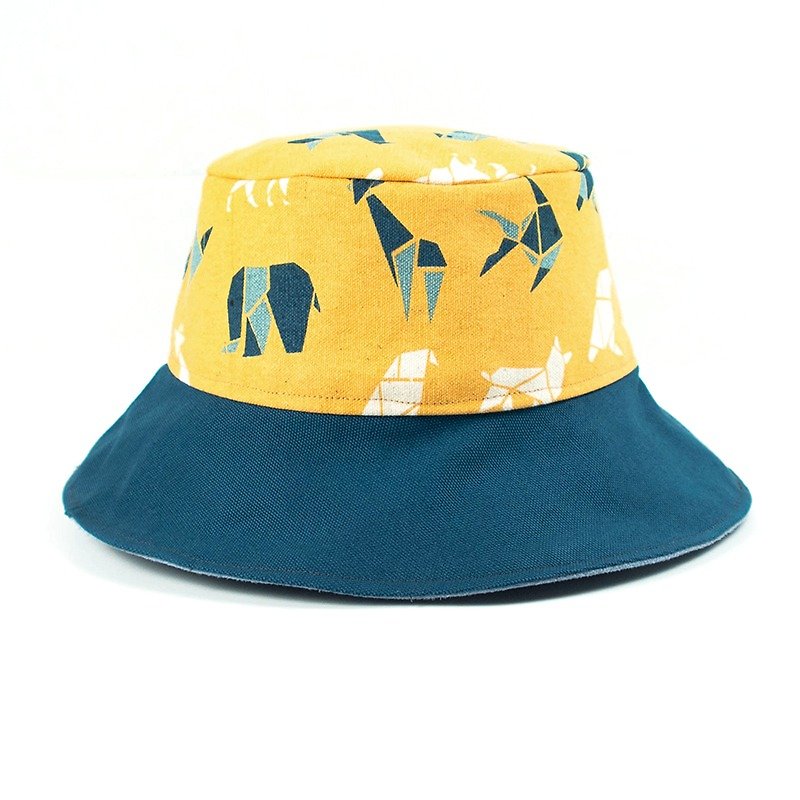 Calf Calf Village Village Hand-sided cap hat men and women quite Version {} secret Lunasika ⊿ geometric animal mango [H-32] - หมวก - ผ้าฝ้าย/ผ้าลินิน สีเหลือง