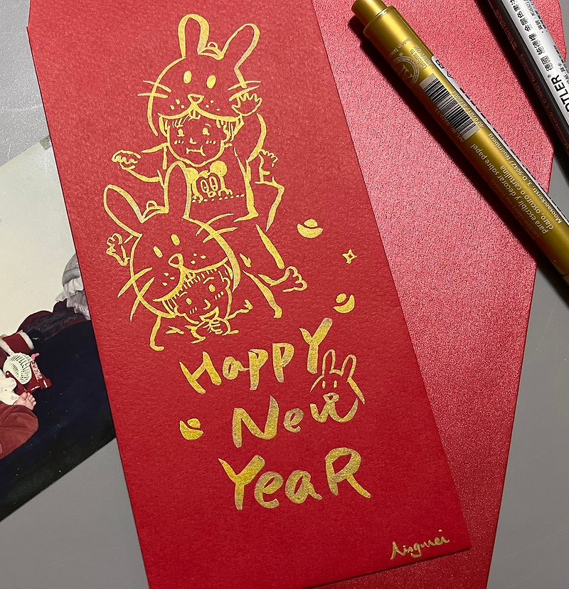 [Wei-tôo red envelope bag] full hand-painted/illustration/customization/painting like face - Chinese New Year - Paper Red