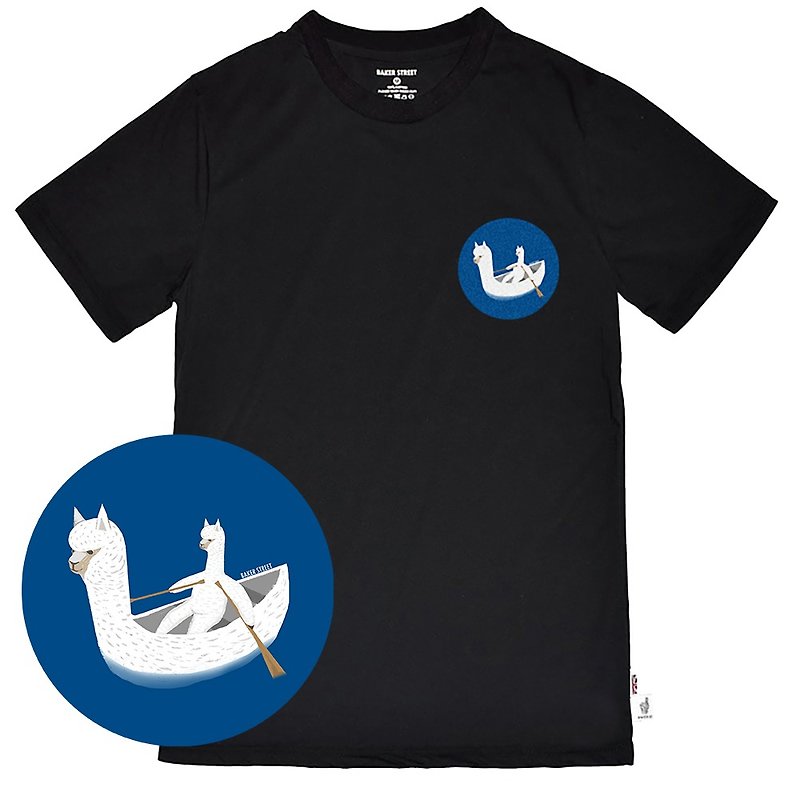 British Fashion Brand -Baker Street- Little Stamp:Boating Printed T-shirt - เสื้อยืดผู้ชาย - ผ้าฝ้าย/ผ้าลินิน 