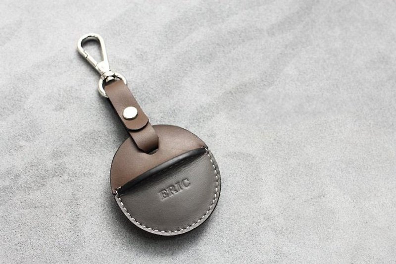 gogoro key holster activity hook and loop style dark brown + gray customized - Keychains - Genuine Leather 