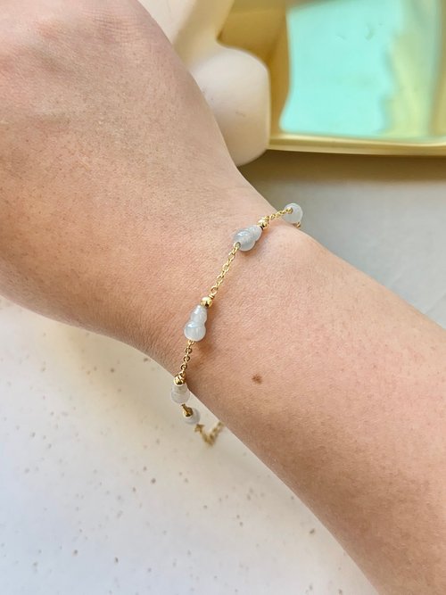 翡翠設計館 / 賞翠•玩翠 EXE Jewelry 冰白翡小葫蘆14K包金手鍊 |天然緬甸翡翠