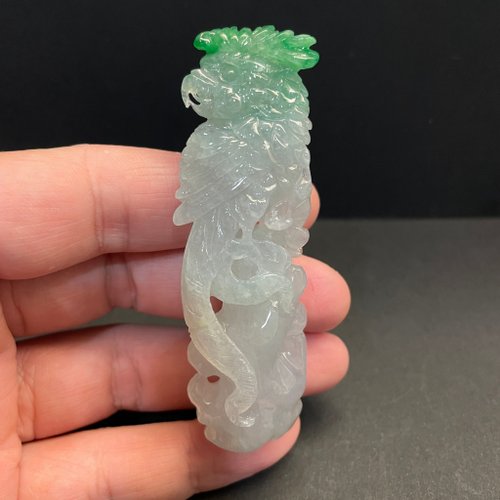 元元圓滾滾 水晶手鍊 瀚玉珠寶 天然A貨翡翠 白底青冰糯種鸚鵡 英明神武 鸚鵡 鳥類