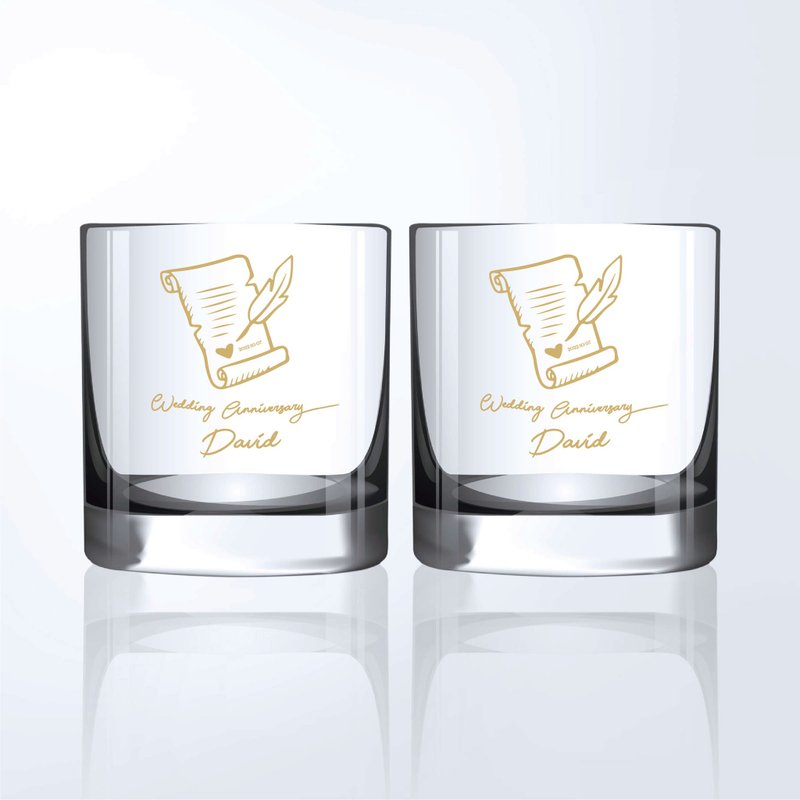 結婚禮物|訂製威士忌對杯 慶祝新婚客製化雕刻禮物送情侶送新人 - 酒杯/酒器 - 玻璃 