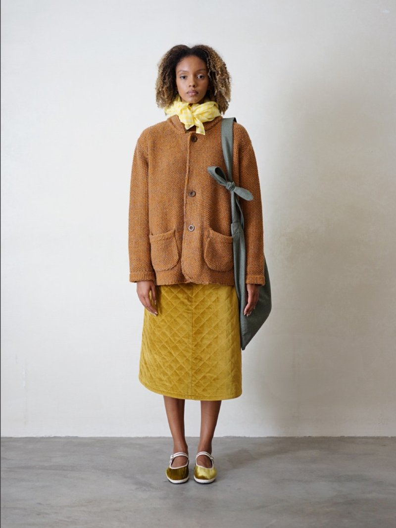 Amber Wool Knit Jacket - 女毛衣/針織衫 - 羊毛 咖啡色