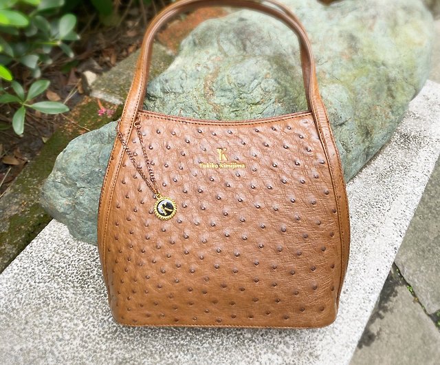 Brown Ostrich Handbag Made of Genuine Ostrich Leather -  Canada