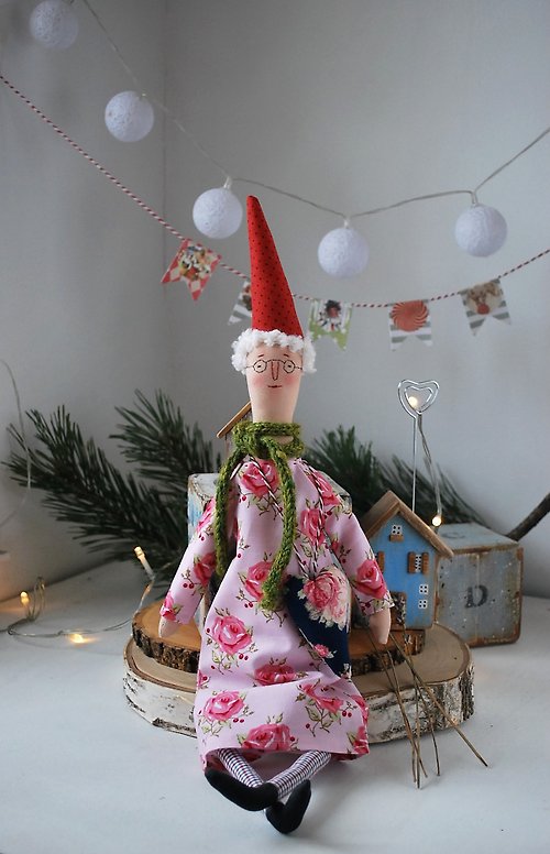 Natalita Art 蒂爾達娃娃精靈聖誕老人手工原始娃娃聖誕斯堪的納維亞家居裝飾