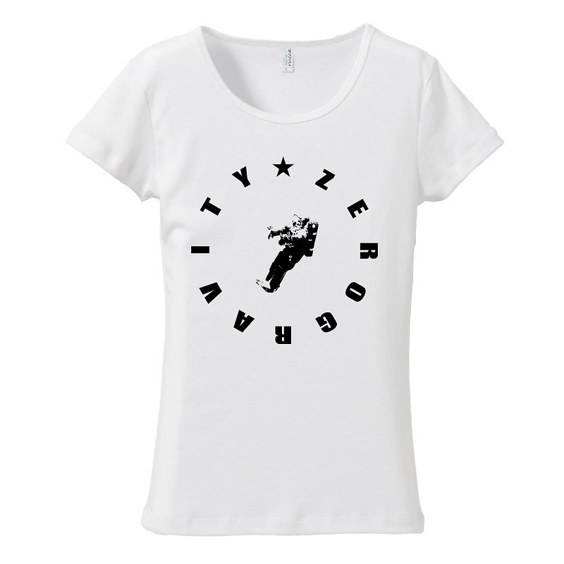 [Women's T-shirt] Zero Gravity 2 - เสื้อยืดผู้หญิง - ผ้าฝ้าย/ผ้าลินิน ขาว