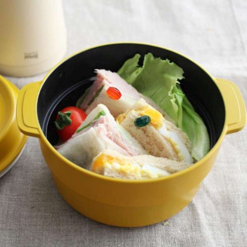 日本TAKENAKA 日本TAKENAKA 日本製COCOPOT可微波圓形雙層分隔保鮮盒530ml-黃色
