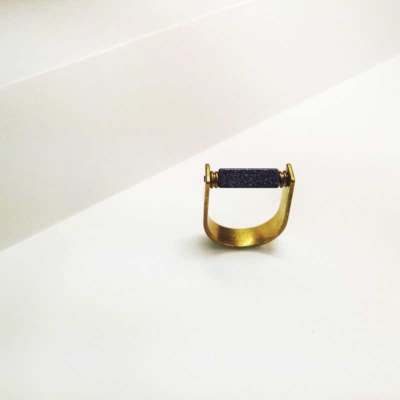 Building structure / neutral blue sand Stone Bronze ring - General Rings - Copper & Brass 
