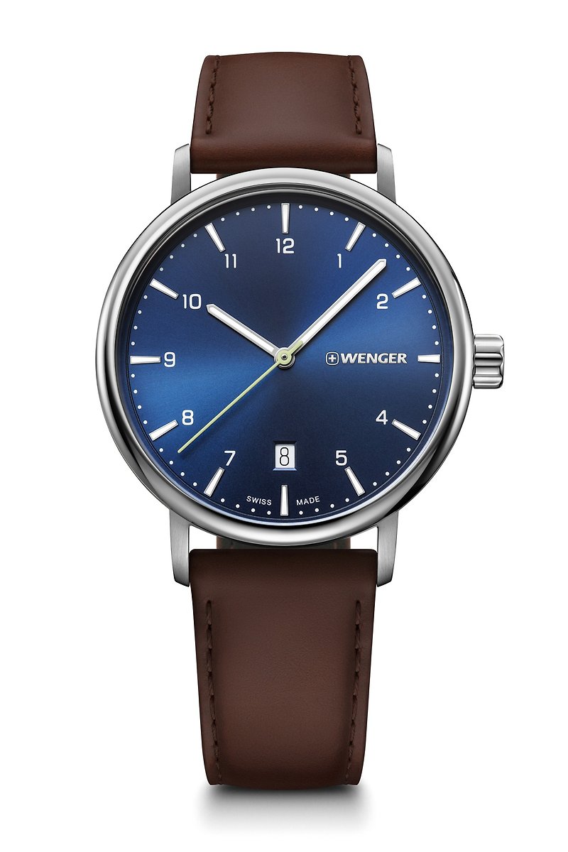 スイスウェンガーアーバンクラシッククラシックメトロポリスファッションウォッチ - 腕時計 ユニセックス - ステンレススチール ブルー