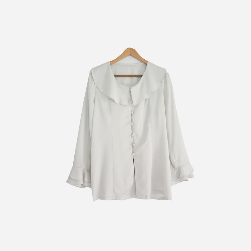 Dislocation vintage / wavy big round neck white shirt no.890 vintage - Women's Shirts - Polyester White