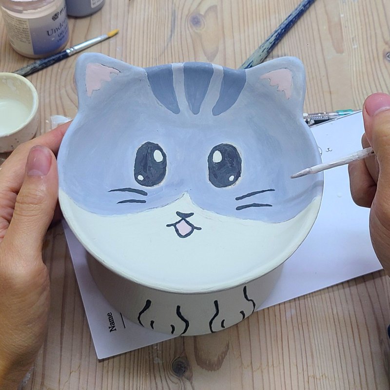 Cat food bowl/cat bowl color glaze coloring class (must be accompanied by at least two people) - งานเซรามิก/แก้ว - ดินเผา 