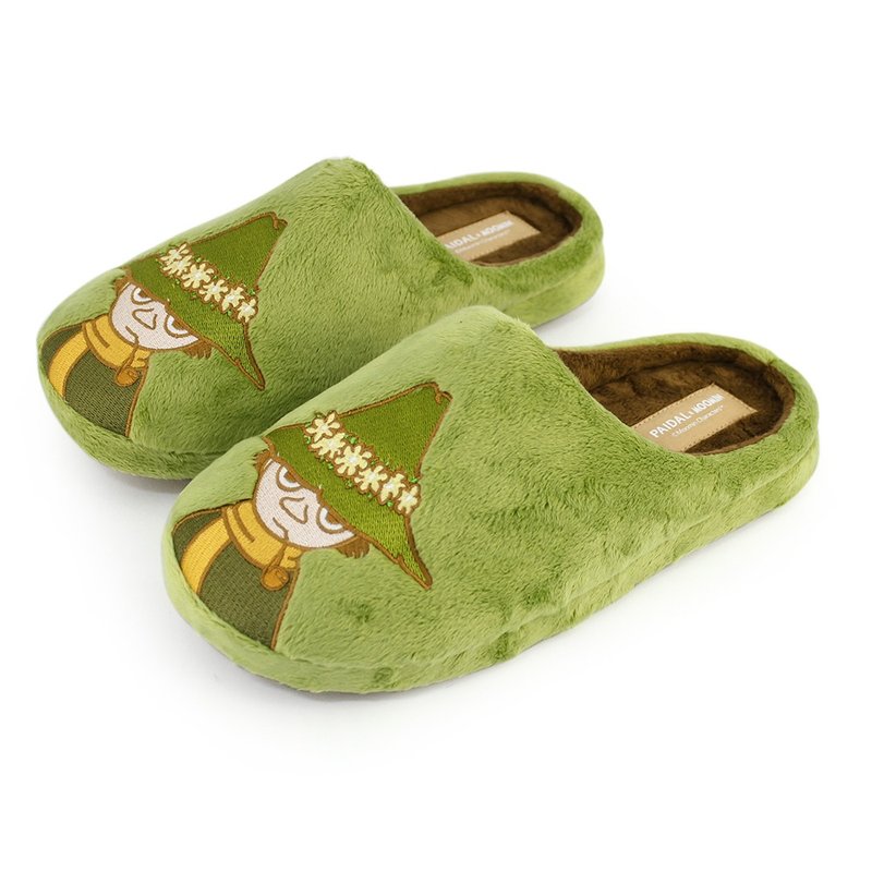 Paidal x Moomin Moominvalley Slippery Akin Plush Indoor Slippers - Indoor Slippers - Cotton & Hemp Green