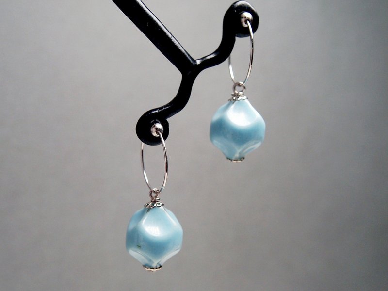 #GE513 Murano Glass Beads Earring - ต่างหู - แก้ว สีน้ำเงิน