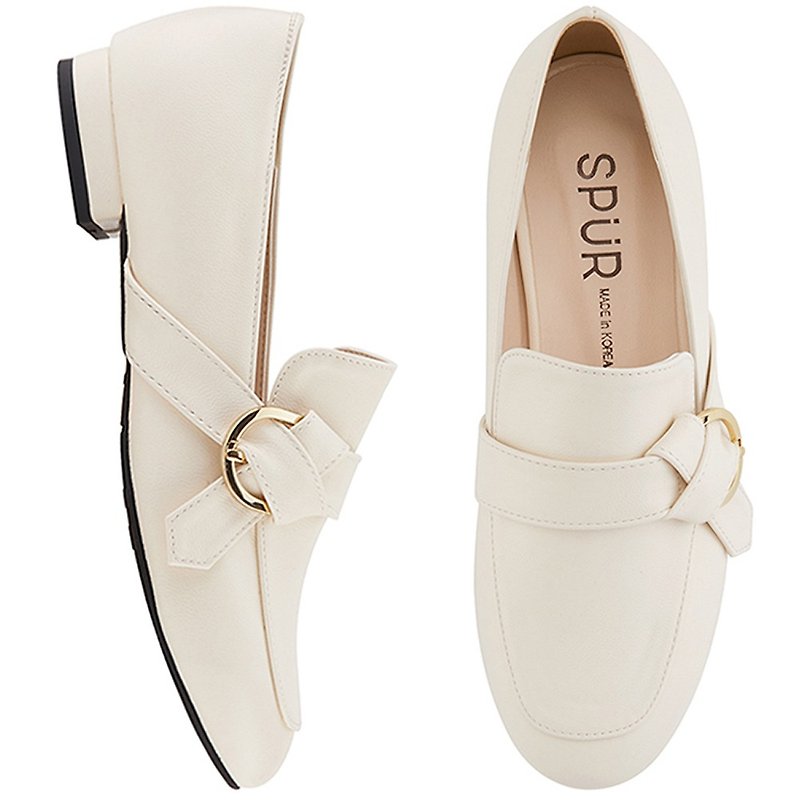 SPUR - 摺紙金屬扣樂福鞋 MS7017 IVORY - 女牛津鞋/樂福鞋 - 人造皮革 白色