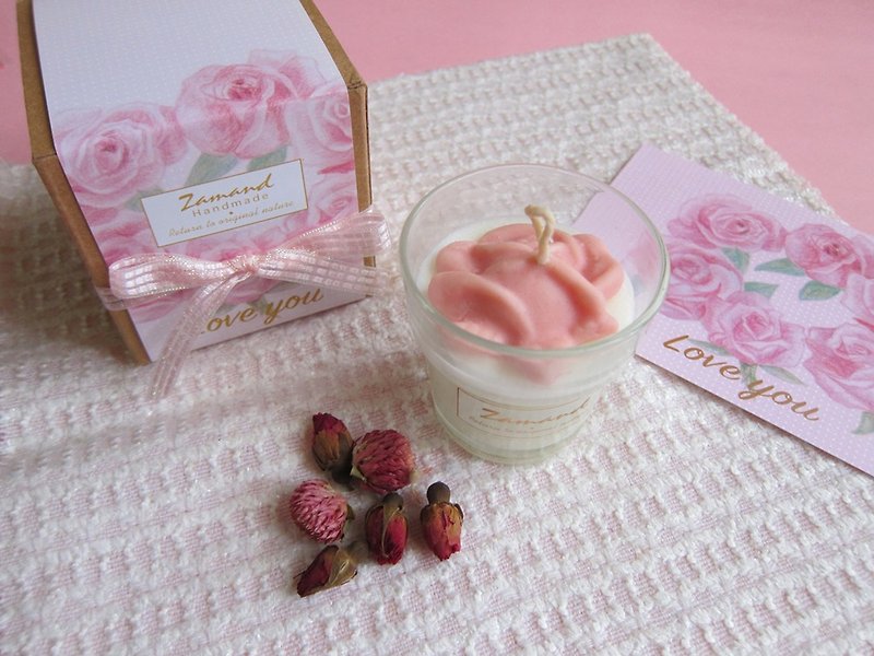 [Customized] Rose scented candle (cup) - Candles & Candle Holders - Wax Pink