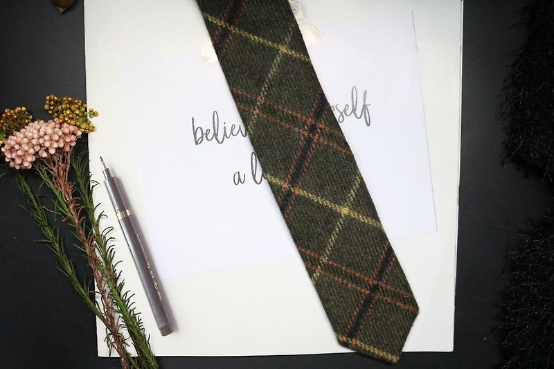 Cashmere Chequered Tie Designer's Unique Bootie Tune - Ties & Tie Clips - Wool Multicolor