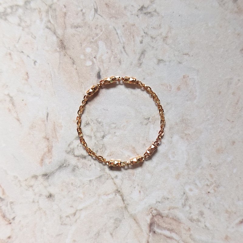 14K gold Italian engraved chain ring - แหวนทั่วไป - เครื่องประดับ สีทอง