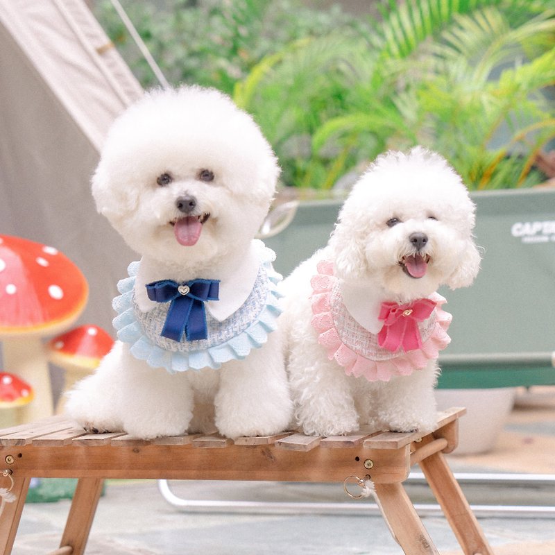 [Pet Bib] Xiaoxiangfeng Love Couple Model - Cat and Dog Scarf (Pink) - Clothing & Accessories - Cotton & Hemp Pink