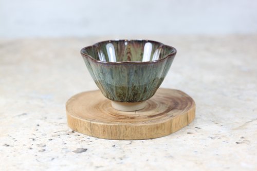 自然釉文創工作室 【母親節禮物】森林 天目釉 花瓣茶杯 茶碗 鶯歌名家葉敏祥作品