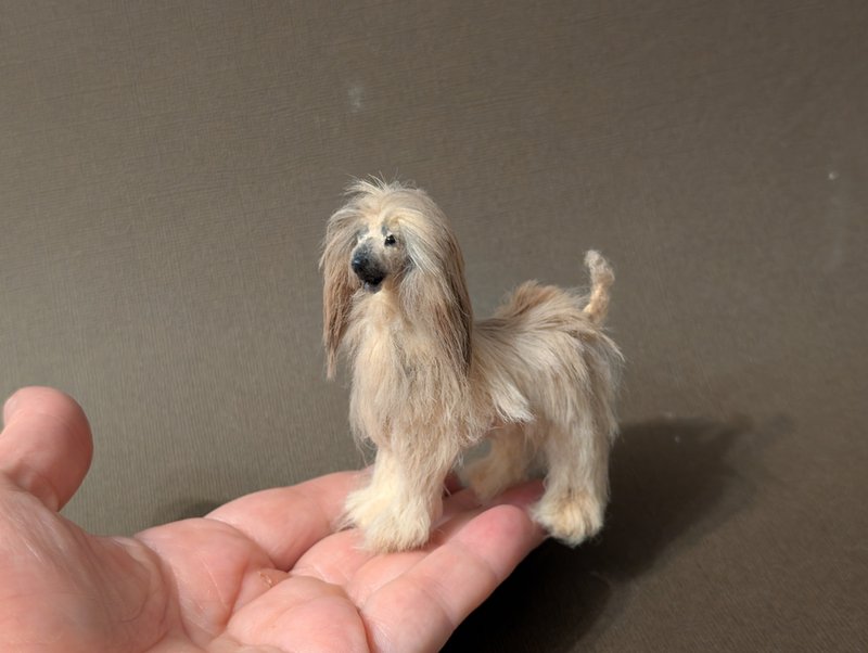 Afghan Hound Bony is a gentle and refined dog, 7.8 cm - 玩偶/公仔 - 其他材質 卡其色