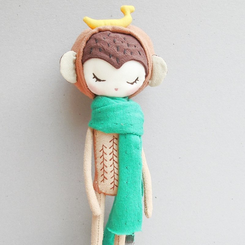 小猿のバナナのヘッド（笑顔の下に見て） - 人形・フィギュア - コットン・麻 イエロー