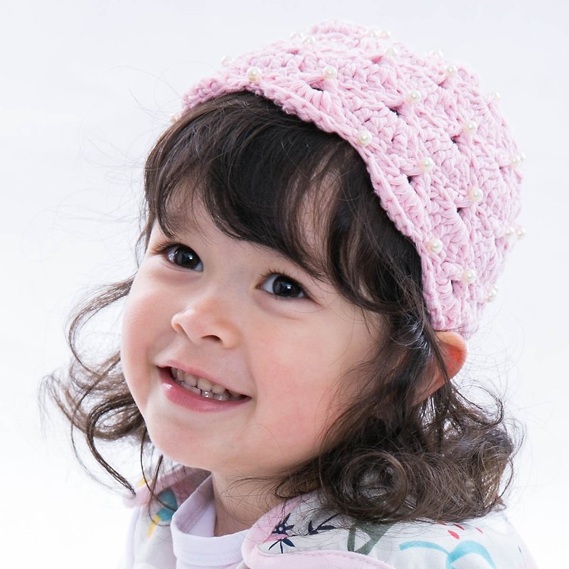 Cutie Bella Hand Knitted Baby Hat Pearl-Pink - หมวกเด็ก - ผ้าฝ้าย/ผ้าลินิน สึชมพู