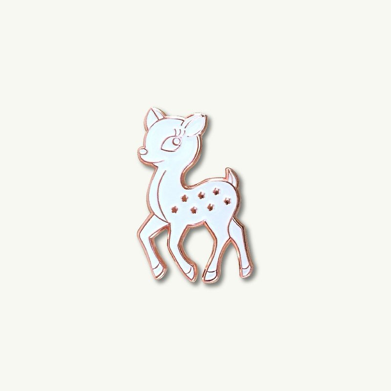 White Sika Deer Pin - Brooches - Other Metals White
