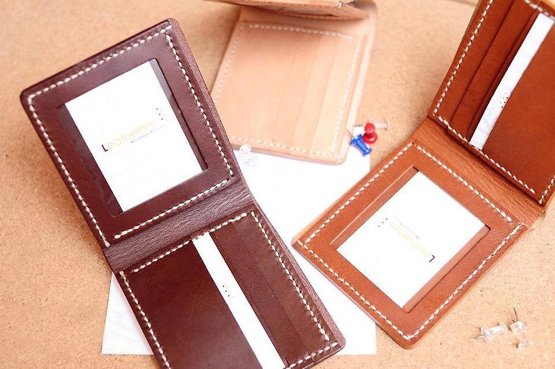 # Short wallet "the most classic men's wallet!" Photo Cards bits + clip + classic money clip with both fold wallet | Free lettering | coffee brown & dark brown dichroism | Taiwan and Hong Kong Free transport ~ - Wallets - Genuine Leather Brown