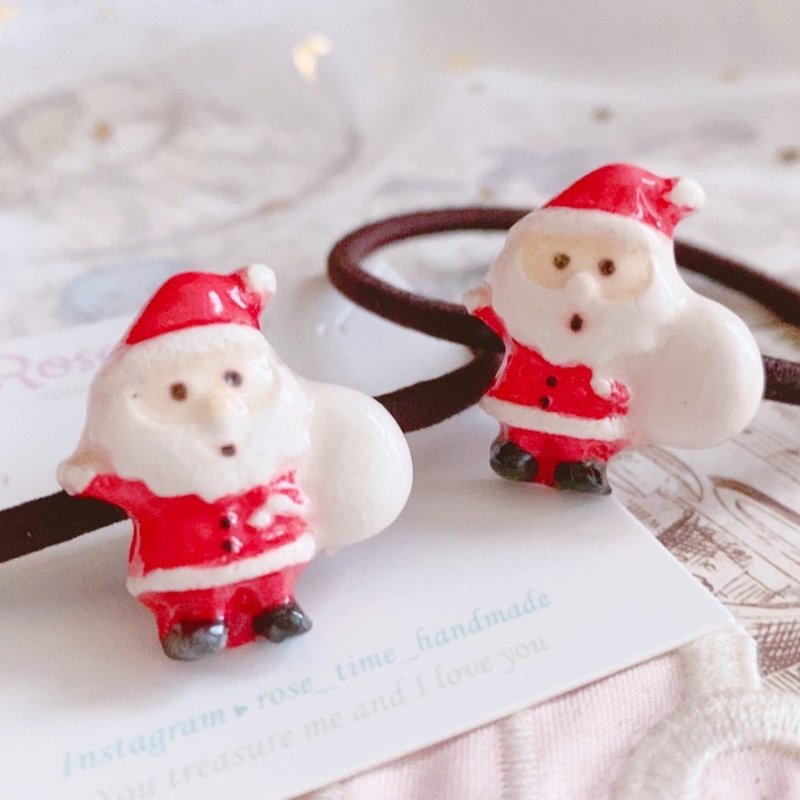 手繪 可愛聖誕老人 髮圈 小小聖誕老公公 聖誕禮物 - 髮夾/髮圈 - 黏土 紅色