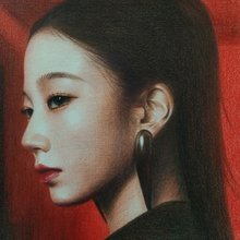 【管GO1033】真作 柳田補 T.yana 鉛筆画 女性画 人物画 額装 絵画 色鉛筆画 作者不詳「女性画」 人物画 美人画 写実画 item