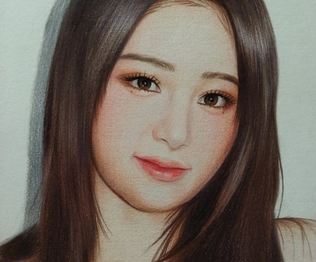 日本画風 色鉛筆 女性肖像画 美人画 色鉛筆画
