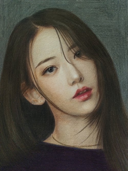 日本画風 色鉛筆 女性肖像画 日本画風 色鉛筆 女性肖像画 ご依頼作品 A2サイズ 花魁鉛筆画 こちら