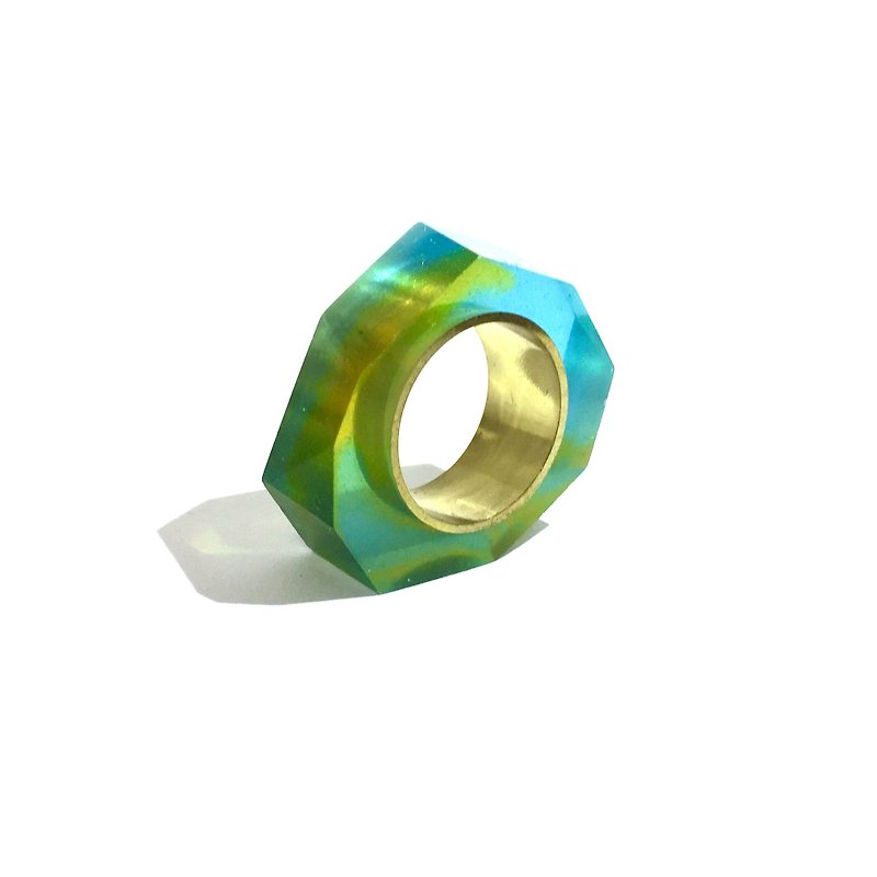 PRISMリング　ゴールド・ブルーグリーン - 戒指 - 其他金屬 綠色
