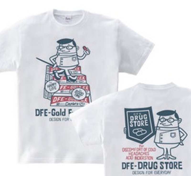 Drugstore and pharmacist ★ American retro [both sides] WS ~ WM • S ~ XL T-shirt order product] - เสื้อฮู้ด - ผ้าฝ้าย/ผ้าลินิน ขาว