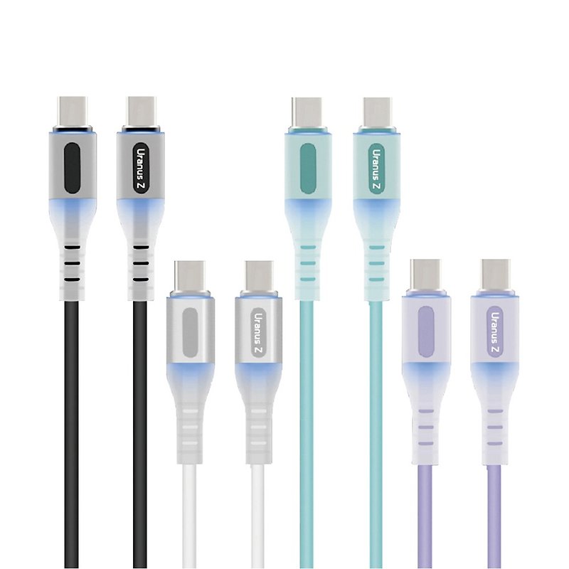 60W luminous fast data transmission Silicone charging cable (Type-C to Type-C) - Chargers & Cables - Silicone Multicolor