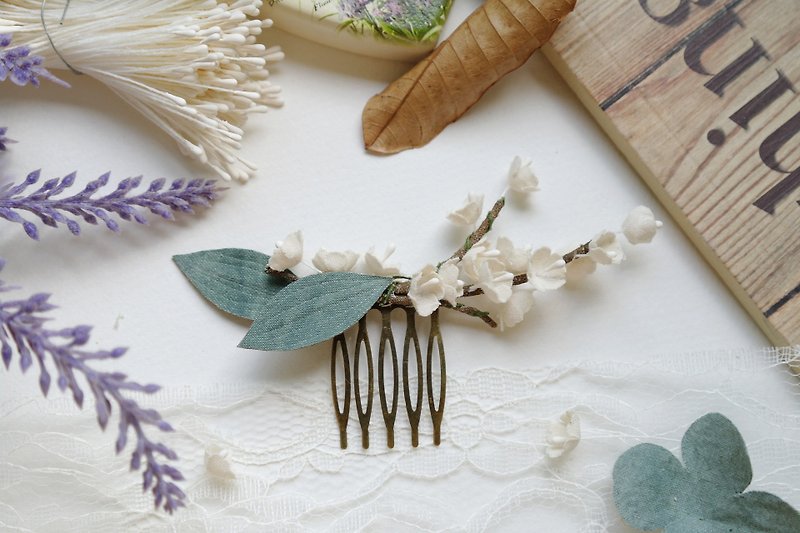 Lily of the Valley Hair Comb Accessories Weddings HA0229 - เครื่องประดับผม - ผ้าฝ้าย/ผ้าลินิน ขาว