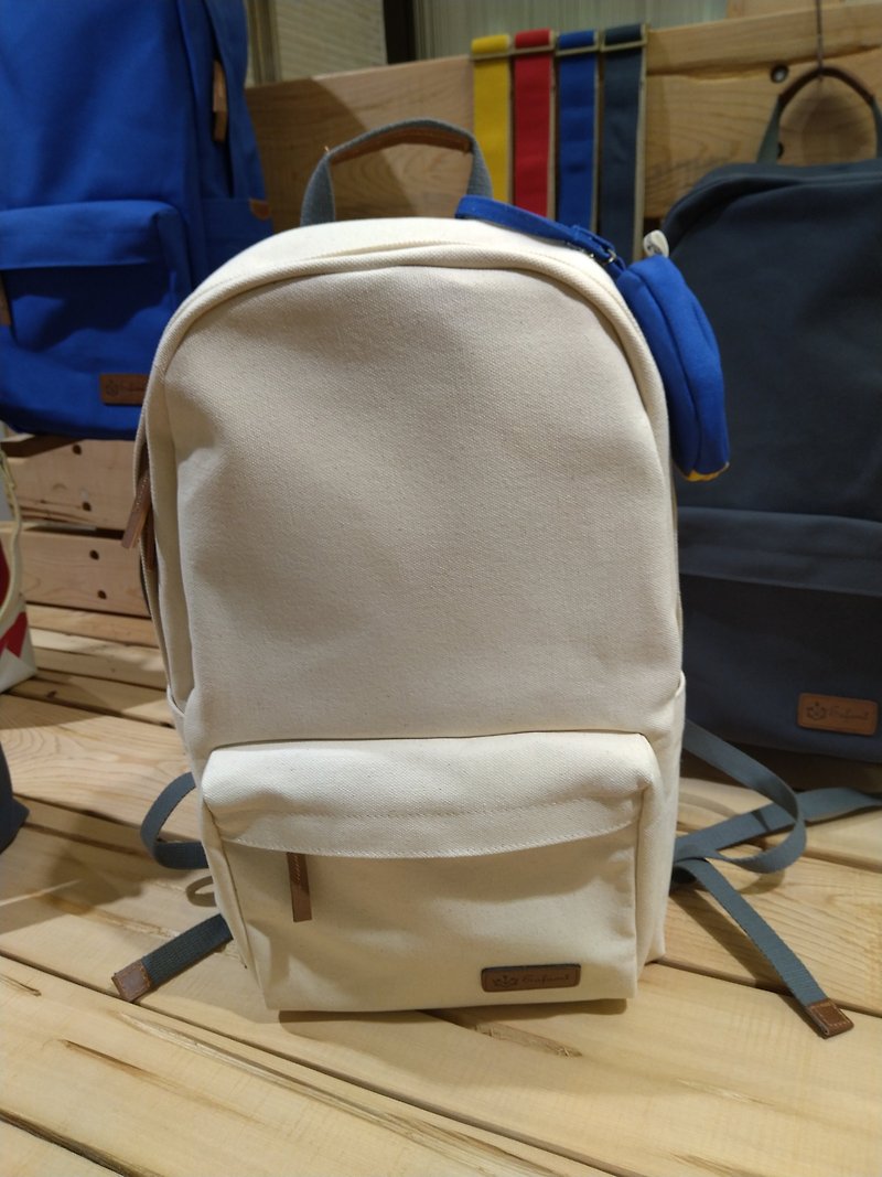 Eafami Cotton Canvas Multi-compartment Laptop Backpack-Idun White (100% Made in Taiwan) - Backpacks - Cotton & Hemp White