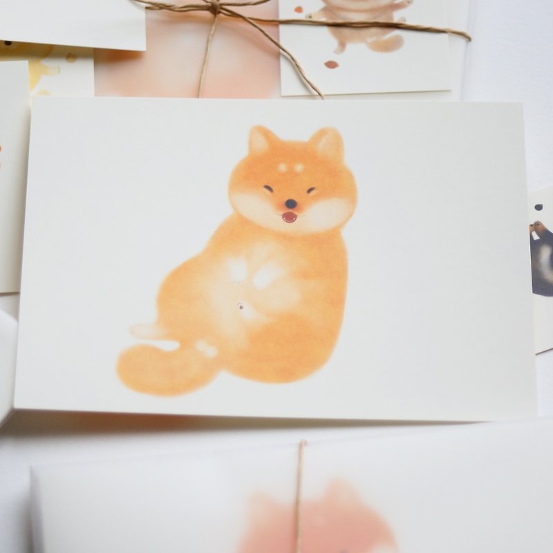 【森ホーン]ソフト横たわっ柴犬ポストカード（ピル） - カード・はがき - 紙 