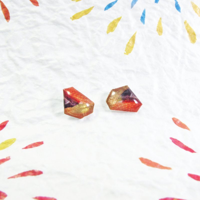 [Earrings] Grandma Xiaochun's secret *can be changed to clip style - Earrings & Clip-ons - Plastic Red