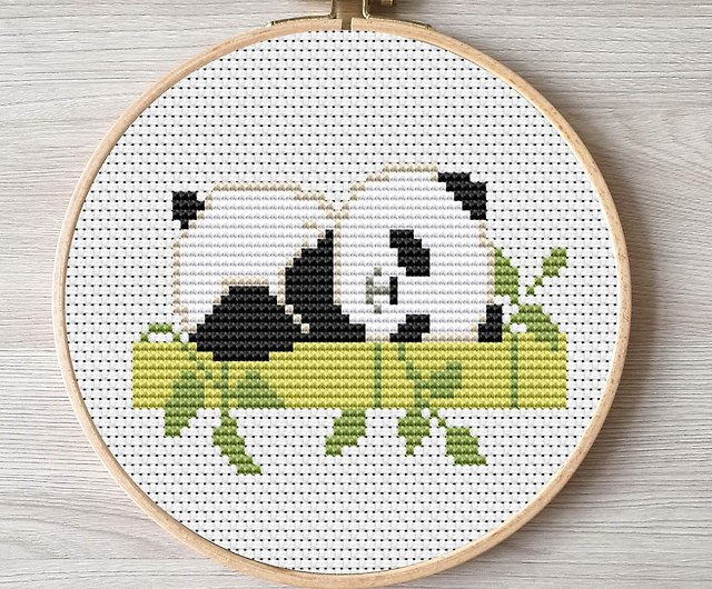 gift modern cross stitch pattern easy cross stitch pattern PDF panda funny | animal