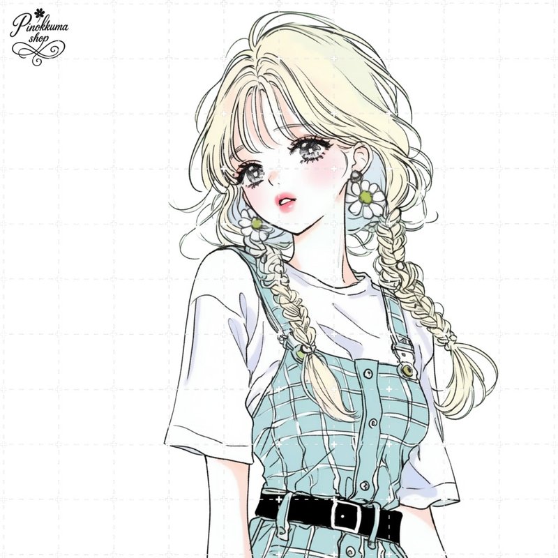 1種類 pinokkumashop 人物ステッカー 女の子ステッカー コラージュ素材 - 貼紙 - 紙 