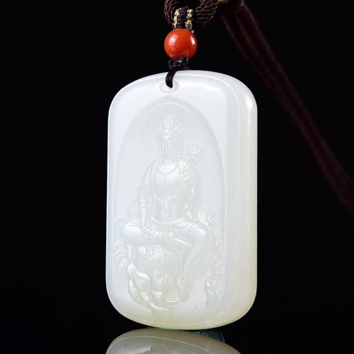 一念之間 收藏級天然新疆羊脂玉普賢菩薩吊墜 生肖龍和蛇的守護神本命佛