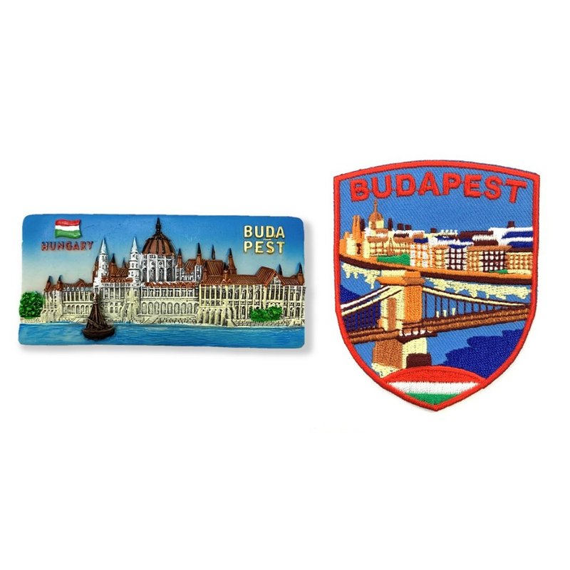 Hungary Budapest Parliament Building PARLIAMENT Featured Landmark Magnet + Budapest Donau - Magnets - Rubber Multicolor