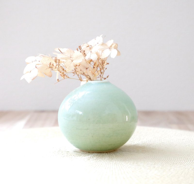 圓嘟嘟的 淡水藍 單枝花瓶 - 花瓶 - 陶 藍色